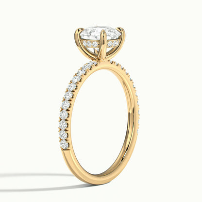 Adela Scallop 1.5 Carat Round Lab Grown Diamond Side Stone Engagement Ring in 14K Yellow Gold - view 4