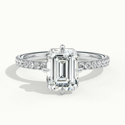 Nira Scallop 2 Carat Emerald Lab Grown Diamond Hidden Halo Engagement Ring in Platinum - view 1