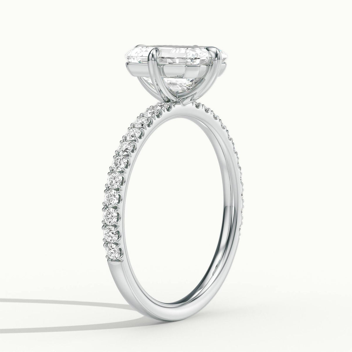 Nira Scallop 2 Carat Emerald Lab Grown Diamond Hidden Halo Engagement Ring in Platinum - view 4