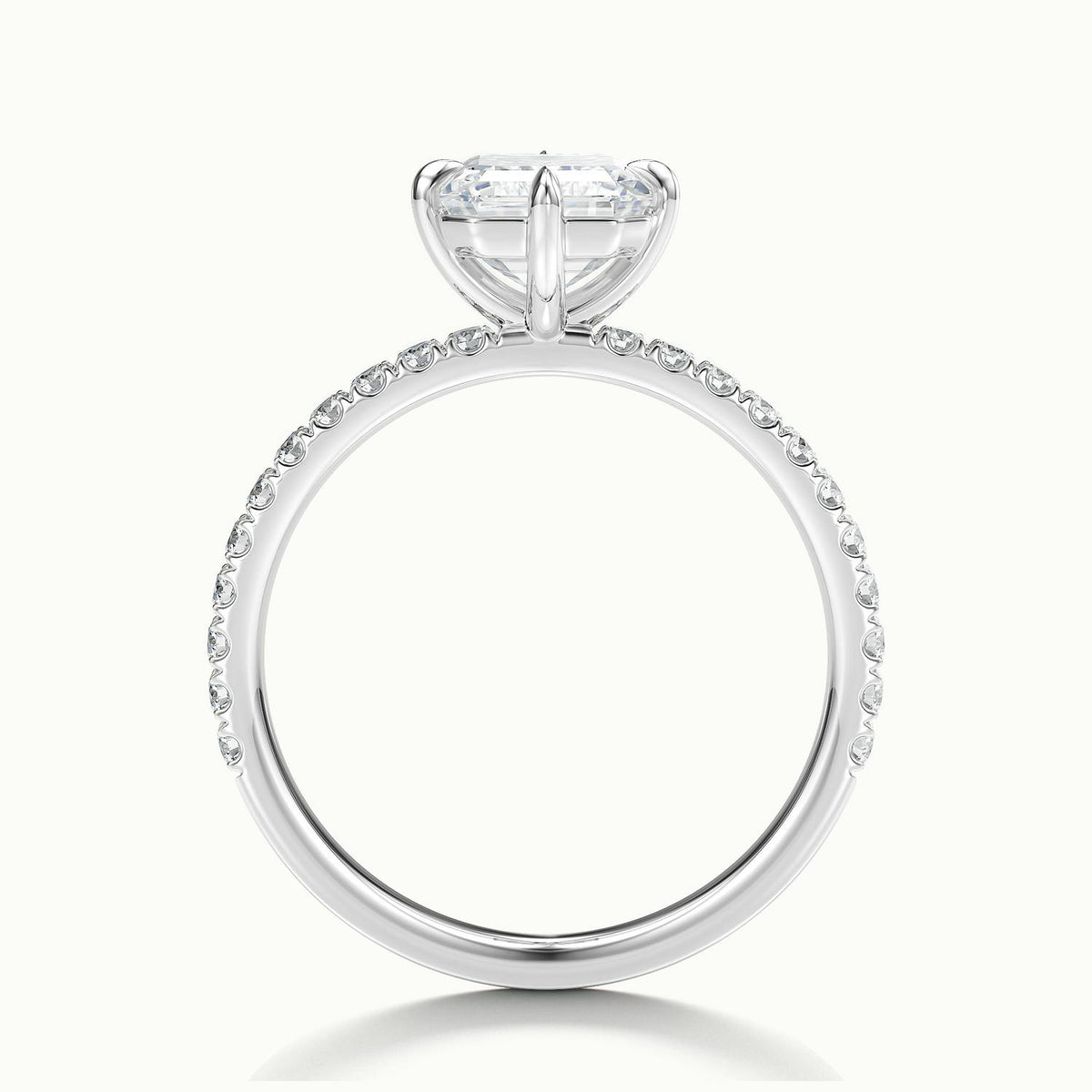 Nira Scallop 2 Carat Emerald Lab Grown Diamond Hidden Halo Engagement Ring in Platinum - view 3