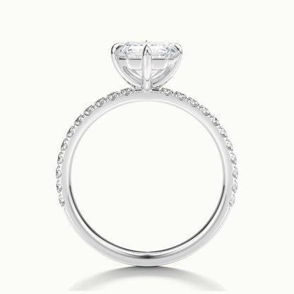 Nira Scallop 2 Carat Emerald Lab Grown Diamond Hidden Halo Engagement Ring in Platinum - view 3