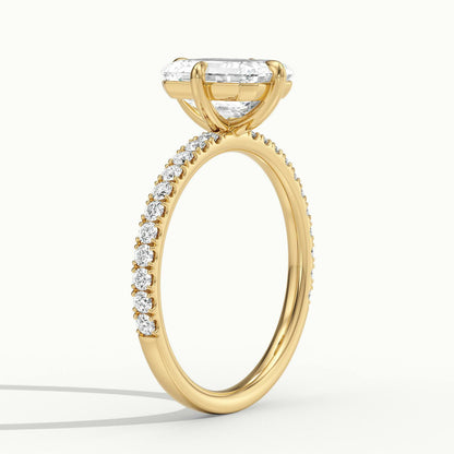 Nira Scallop 4.5 Carat Emerald Lab Grown Diamond Hidden Halo Engagement Ring in 10K Yellow Gold - view 4