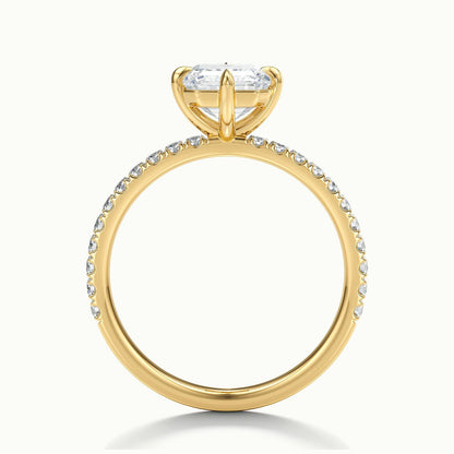Nira Scallop 4.5 Carat Emerald Lab Grown Diamond Hidden Halo Engagement Ring in 10K Yellow Gold - view 3