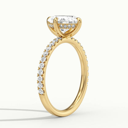 Nira Scallop 5 Carat Oval Lab Grown Diamond Hidden Halo Engagement Ring in 10K Yellow Gold - view 4