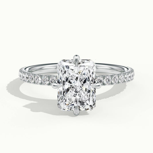 Nira Scallop 2 Carat Radiant Lab Grown Diamond Hidden Halo Engagement Ring in 14K White Gold - view 1