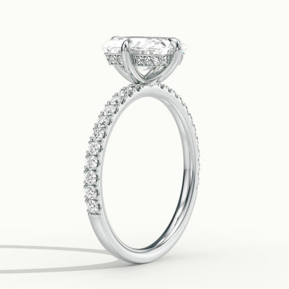Nira Scallop 4 Carat Radiant Lab Grown Diamond Hidden Halo Engagement Ring in 10K White Gold - view 4