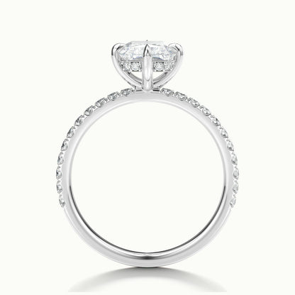 Nira Scallop 4 Carat Radiant Lab Grown Diamond Hidden Halo Engagement Ring in 10K White Gold - view 3