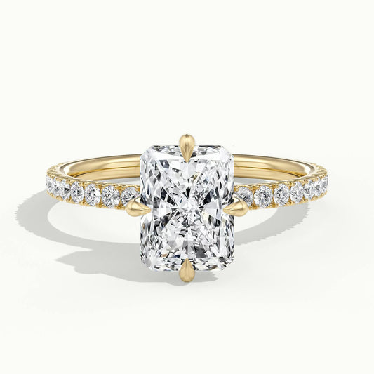 Nira Scallop 2.5 Carat Radiant Lab Grown Diamond Hidden Halo Engagement Ring in 18K Yellow Gold - view 1