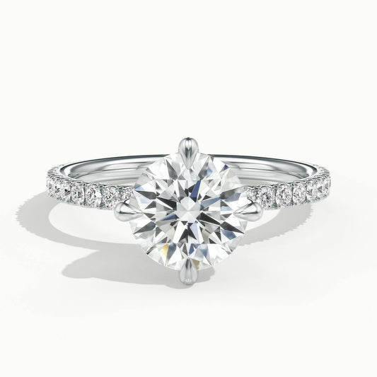 Nira Scallop 2 Carat Round Lab Grown Diamond Hidden Halo Engagement Ring in 925 Silver - view 1
