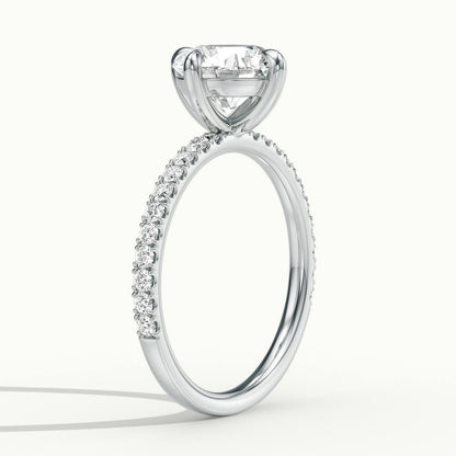 Nira Scallop 5 Carat Round Lab Grown Diamond Hidden Halo Engagement Ring in 14K White Gold - view 4