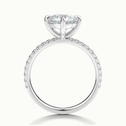 Nira Scallop 5 Carat Round Lab Grown Diamond Hidden Halo Engagement Ring in 14K White Gold - view 3