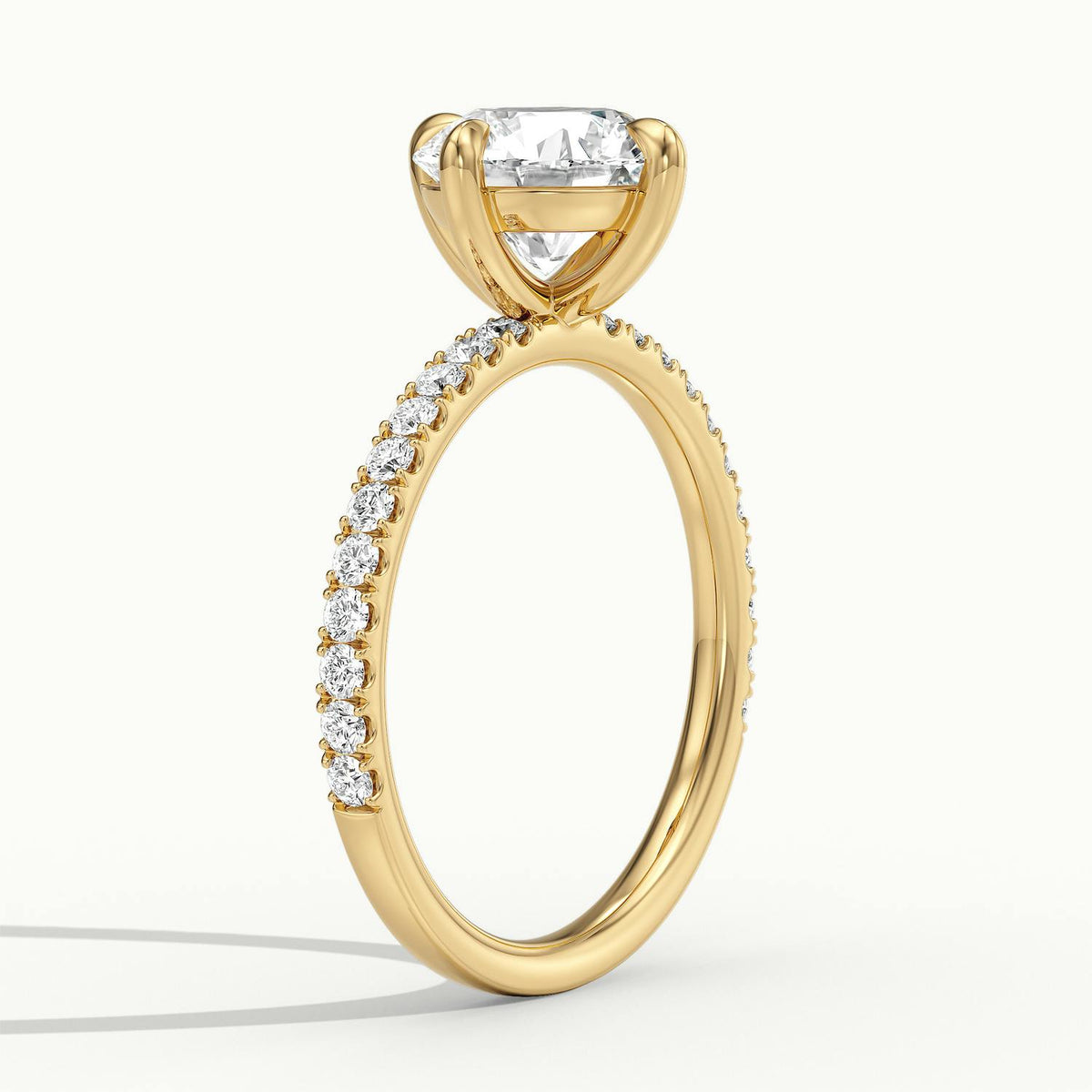 Nira Scallop 2 Carat Round Lab Grown Diamond Hidden Halo Engagement Ring in 18K Yellow Gold - view 4