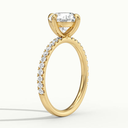 Nira Scallop 2 Carat Round Lab Grown Diamond Hidden Halo Engagement Ring in 18K Yellow Gold - view 4