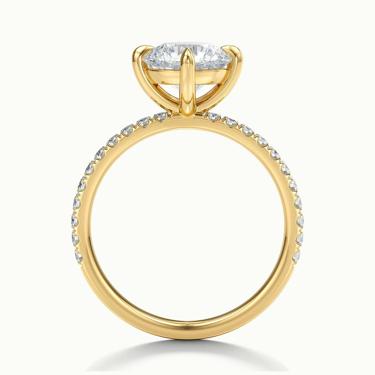 Nira Scallop 2 Carat Round Lab Grown Diamond Hidden Halo Engagement Ring in 18K Yellow Gold - view 3