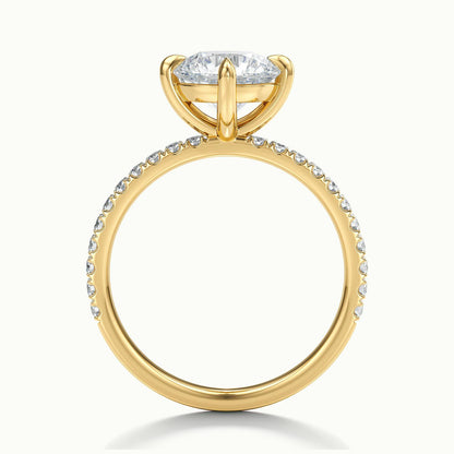 Nira Scallop 2 Carat Round Lab Grown Diamond Hidden Halo Engagement Ring in 18K Yellow Gold - view 3