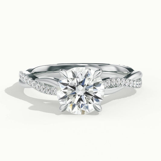 Nola Scallop 1 Carat Round Lab Grown Diamond Side Stone Engagement Ring in 14K White Gold - view 1