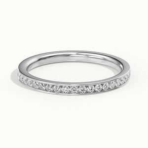 2mm Channel Set Lab Grown Diamond Half Eternity Ring in 14K White Gold