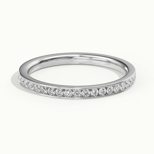 2mm Channel Set Lab Grown Diamond Half Eternity Ring in 14K White Gold