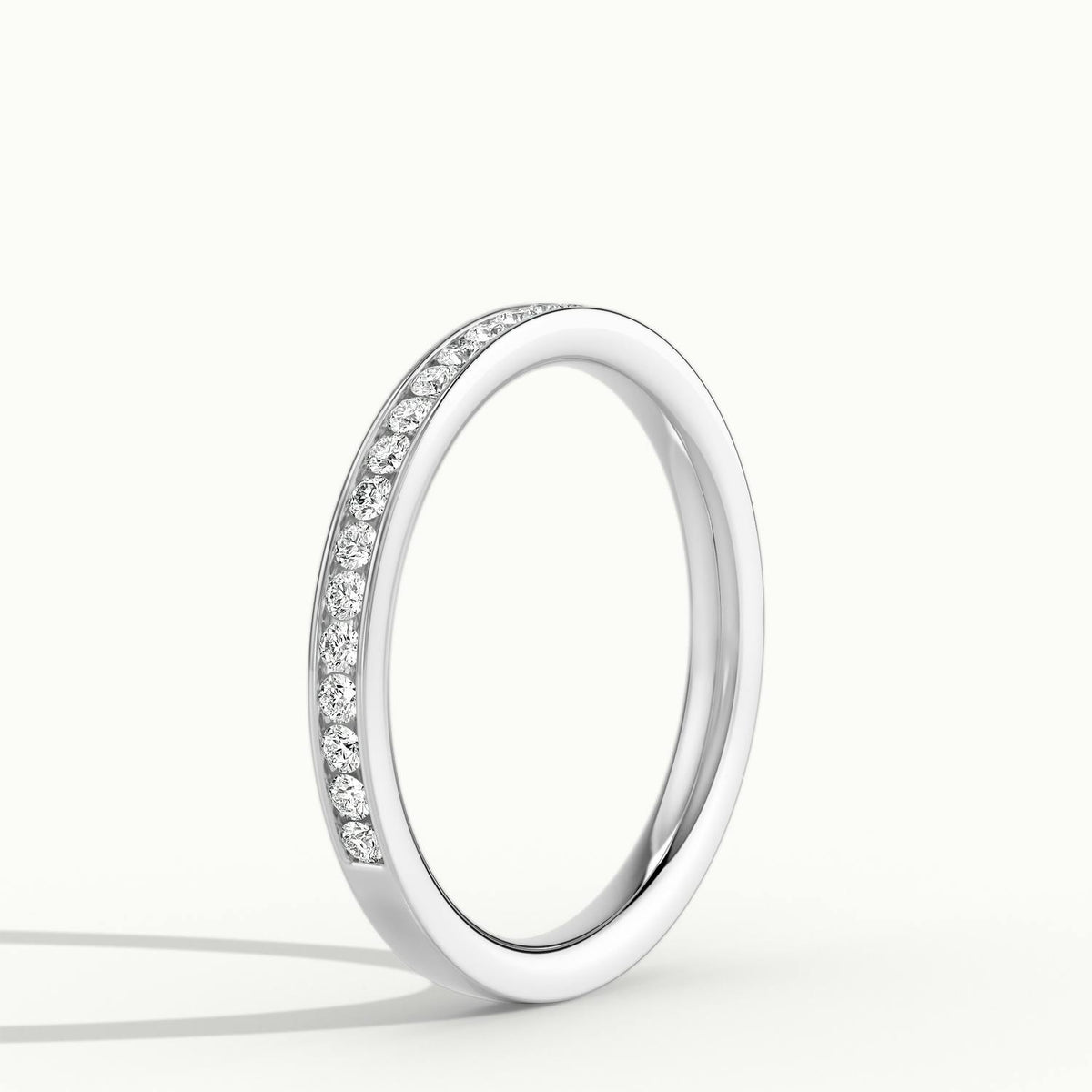 2mm Channel Set Lab Grown Diamond Half Eternity Ring in Platinum