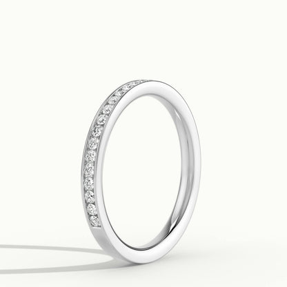 2mm Channel Set Lab Grown Diamond Half Eternity Ring in Platinum