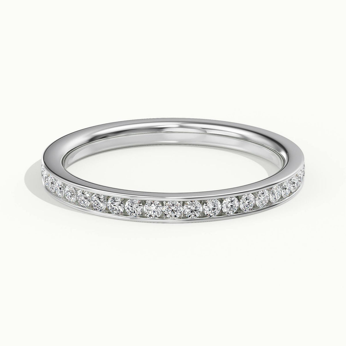 2mm Channel Set Lab Grown Diamond Half Eternity Ring in Platinum