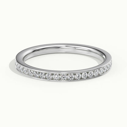 2mm Channel Set Lab Grown Diamond Half Eternity Ring in Platinum