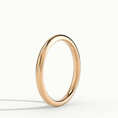 2mm Domed Comfort Fit Wedding Band in 14K Rose Gold
