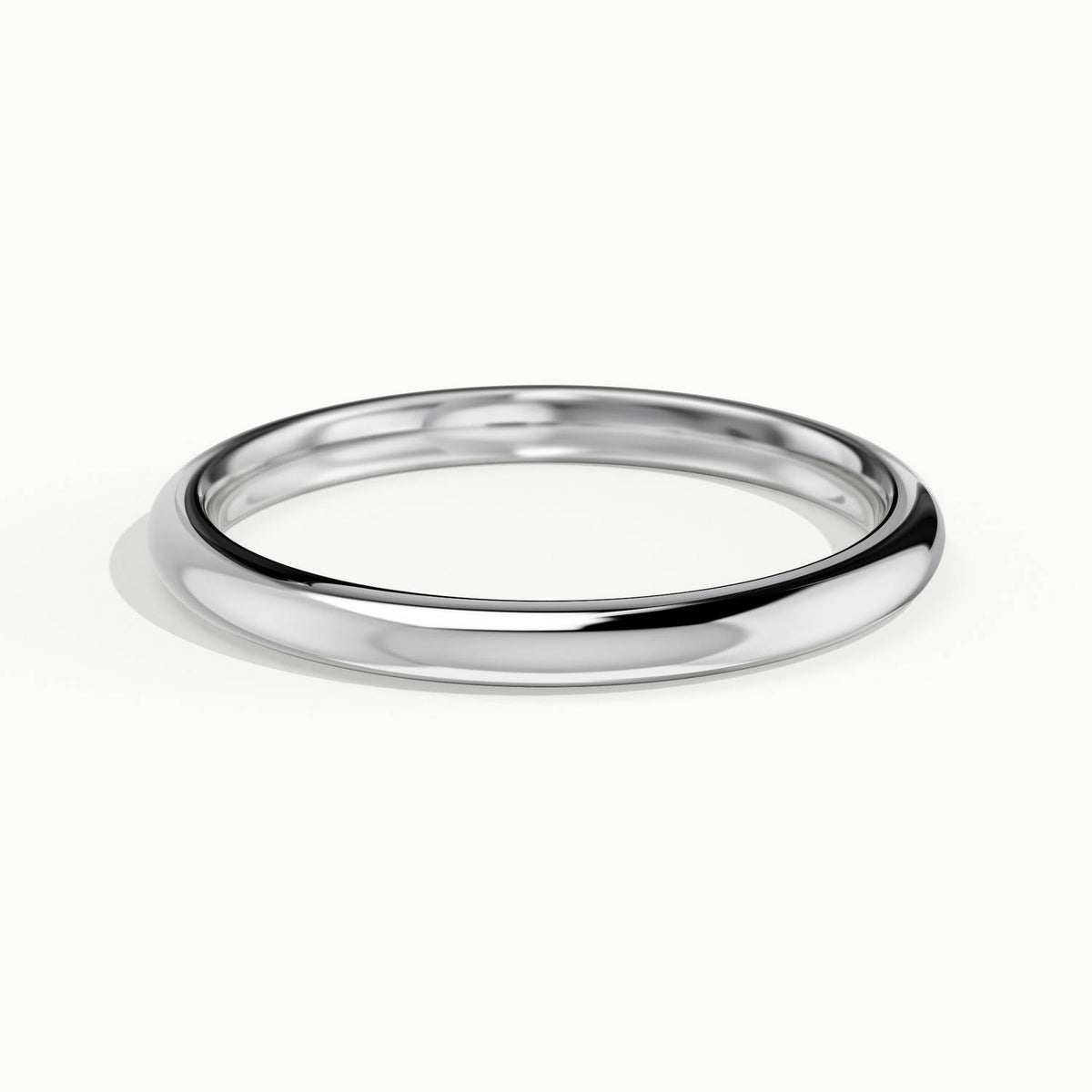 2mm Domed Comfort Fit Wedding Band in 14K White Gold