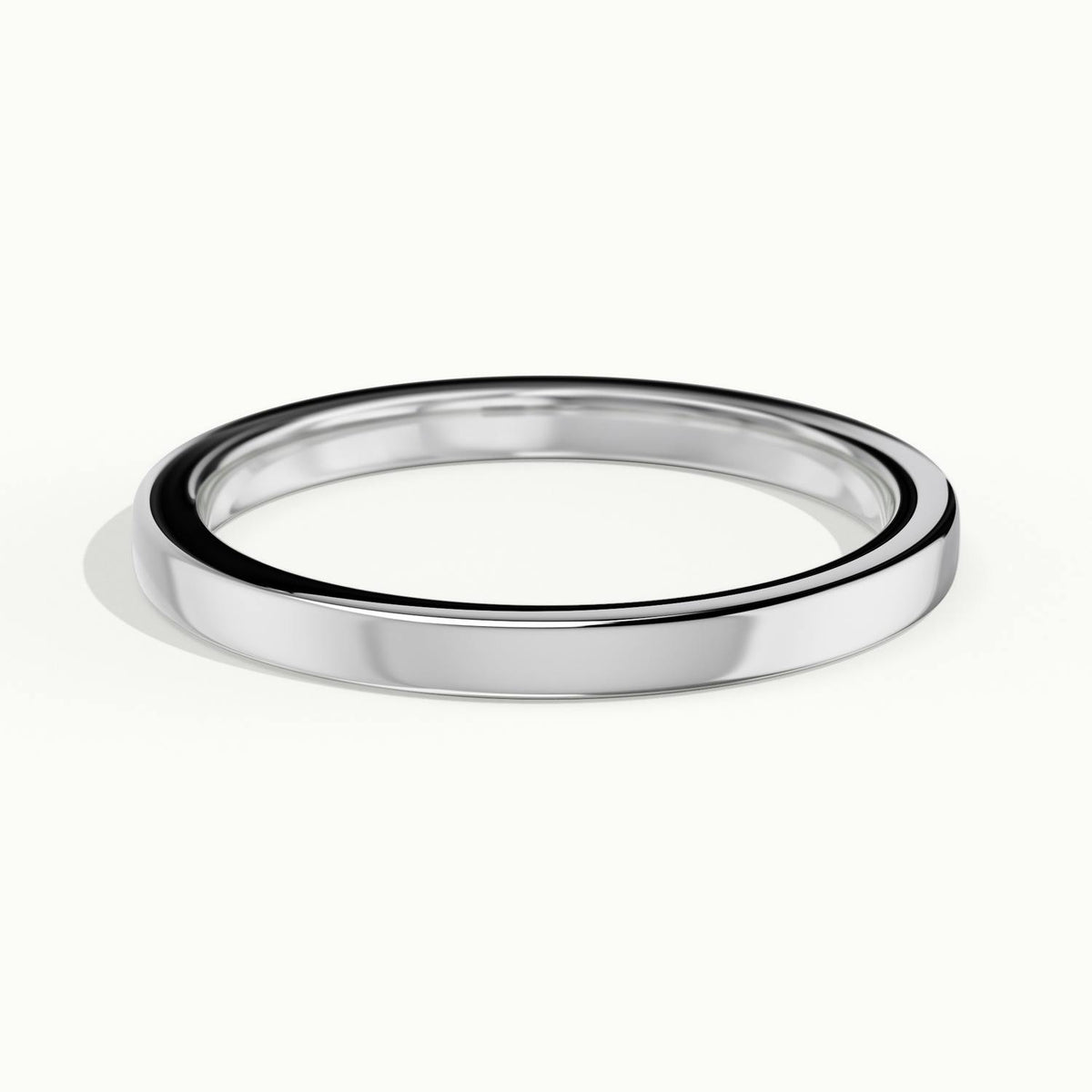 2mm Flat Comfort Fit Wedding Band in 14K White Gold