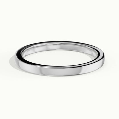 2mm Flat Comfort Fit Wedding Band in 14K White Gold