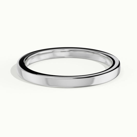 2mm Flat Comfort Fit Wedding Band in 14K White Gold
