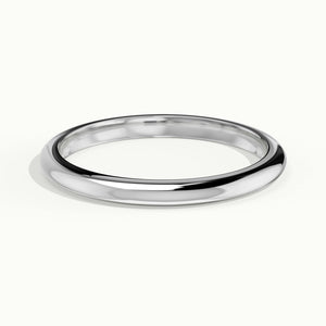 2mm Half Round D-Shape Wedding Band in 10K White Gold