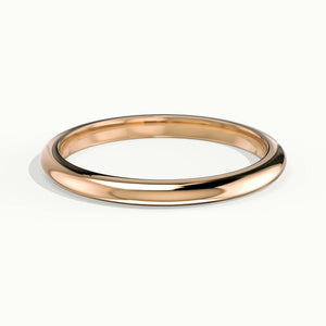 2mm Half Round D-Shape Wedding Band in 14K Rose Gold