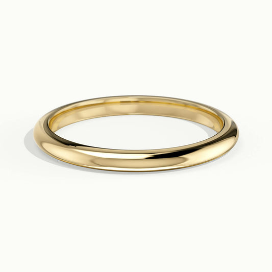 2mm Half Round D-Shape Wedding Band in 14K Yellow Gold