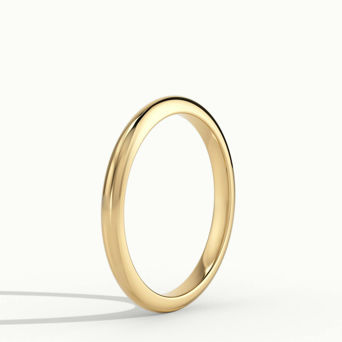 2mm Half Round D-Shape Wedding Band in 18K Yellow Gold