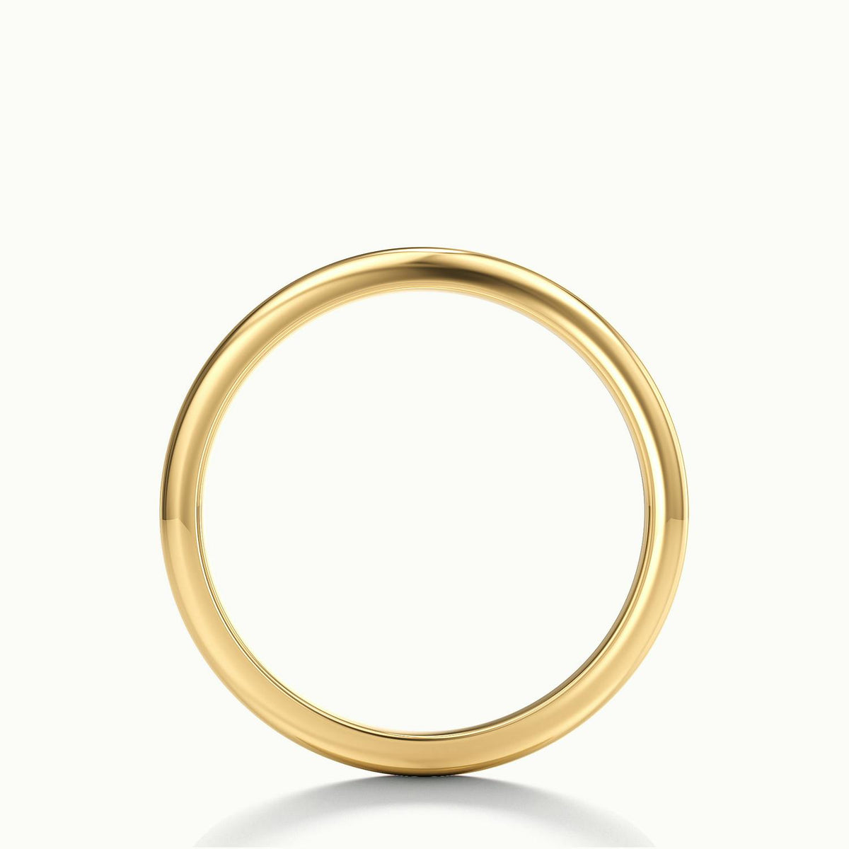 2mm Half Round D-Shape Wedding Band in 18K Yellow Gold