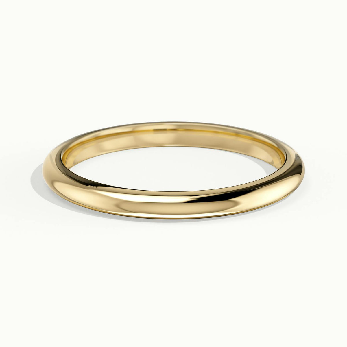 2mm Half Round D-Shape Wedding Band in 18K Yellow Gold