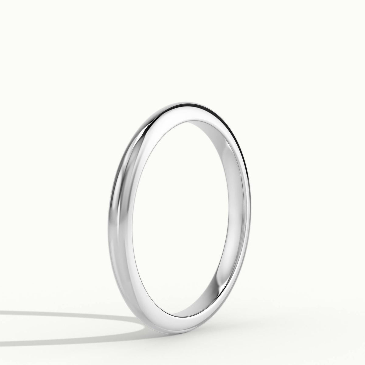 2mm Half Round D-Shape Wedding Band in Platinum