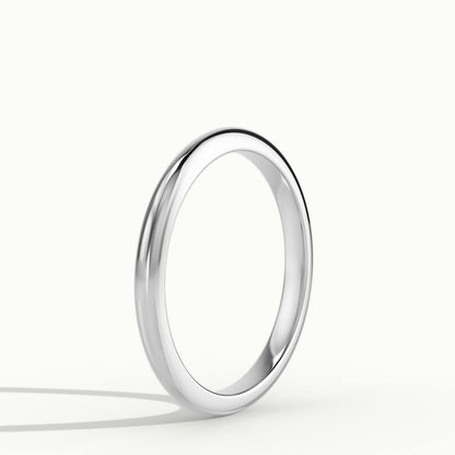 2mm Half Round D-Shape Wedding Band in Platinum