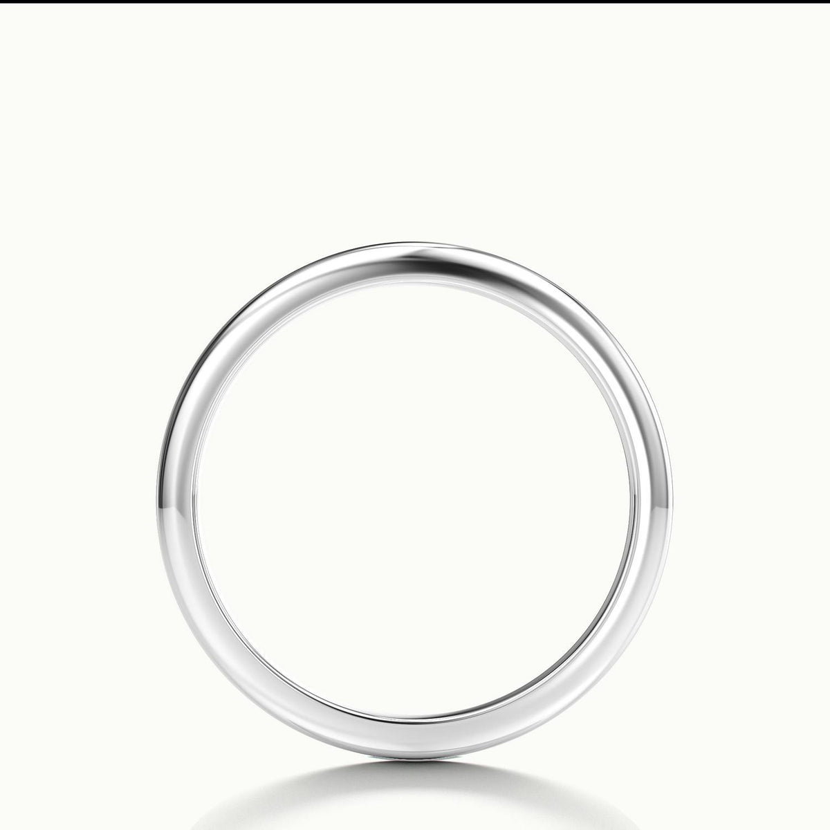2mm Half Round D-Shape Wedding Band in Platinum