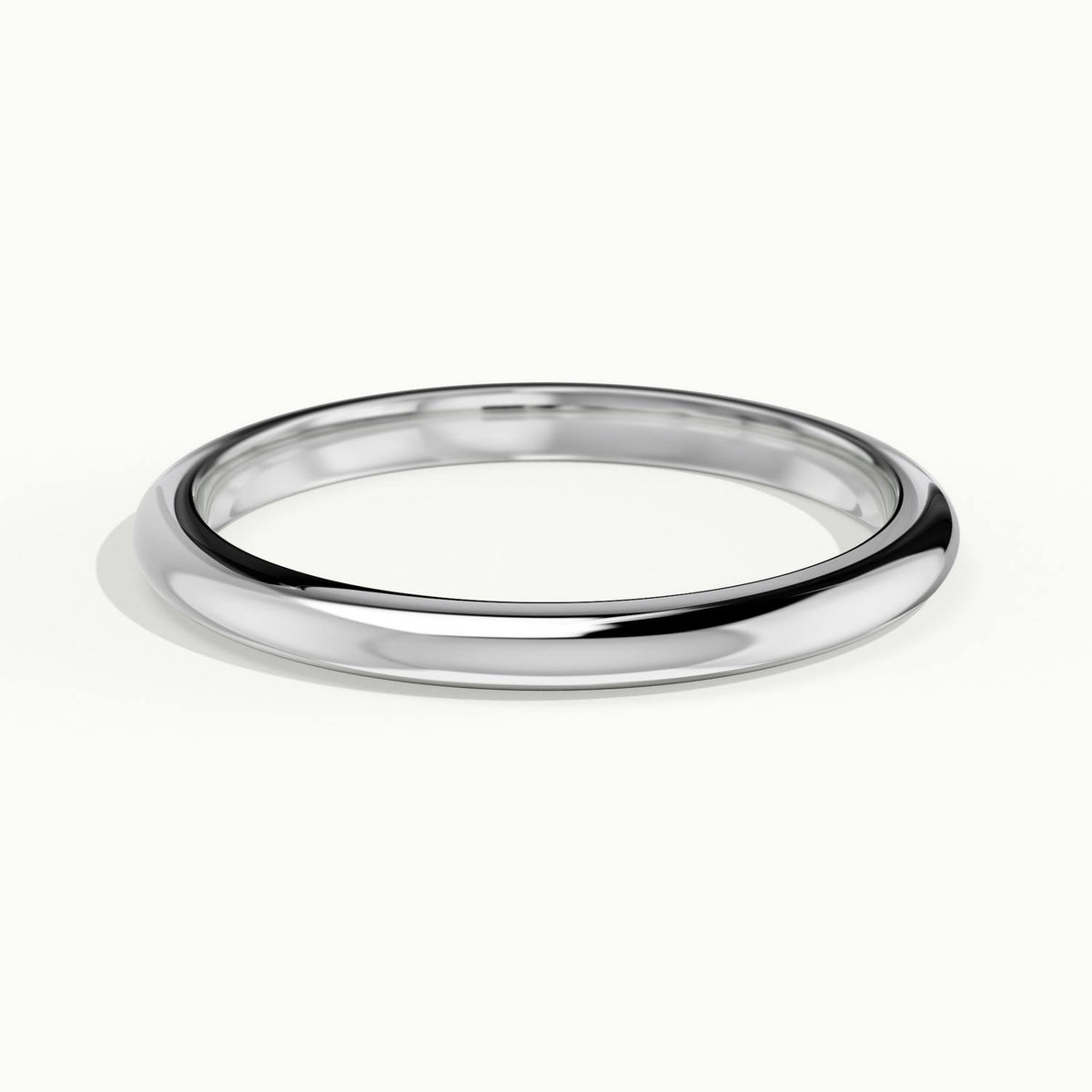 2mm Half Round D-Shape Wedding Band in Platinum
