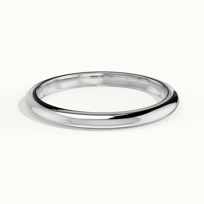 2mm Half Round D-Shape Wedding Band in Platinum