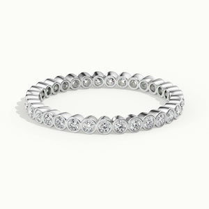 2mm Round Bezel Set Lab Grown Diamond Eternity Ring in 18K White Gold
