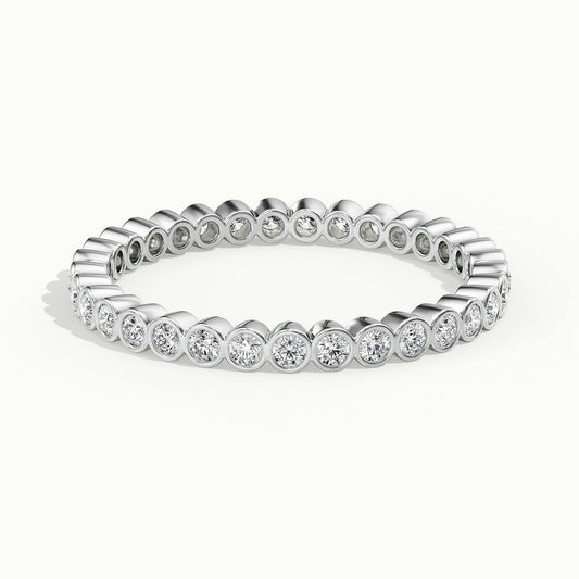 2mm Round Bezel Set Lab Grown Diamond Eternity Ring in 18K White Gold
