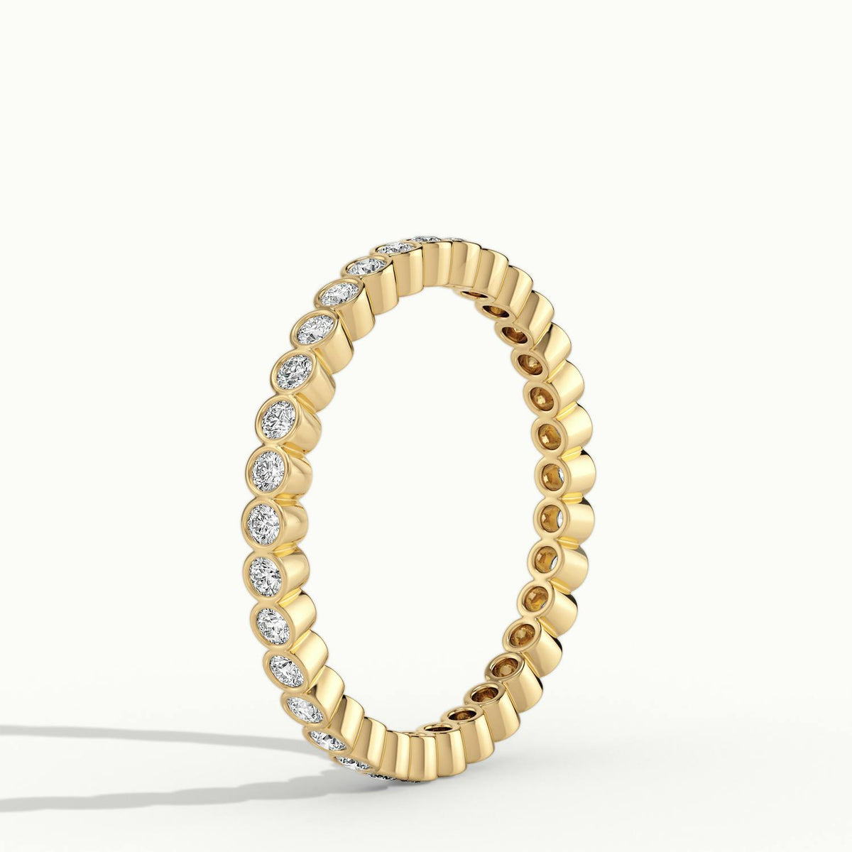 2mm Round Bezel Set Lab Grown Diamond Eternity Ring in 18K Yellow Gold