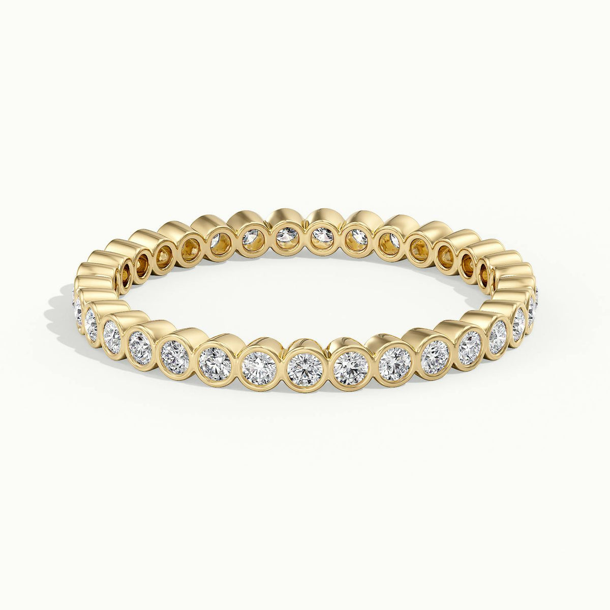 2mm Round Bezel Set Lab Grown Diamond Eternity Ring in 18K Yellow Gold