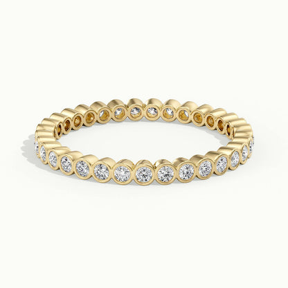 2mm Round Bezel Set Lab Grown Diamond Eternity Ring in 18K Yellow Gold