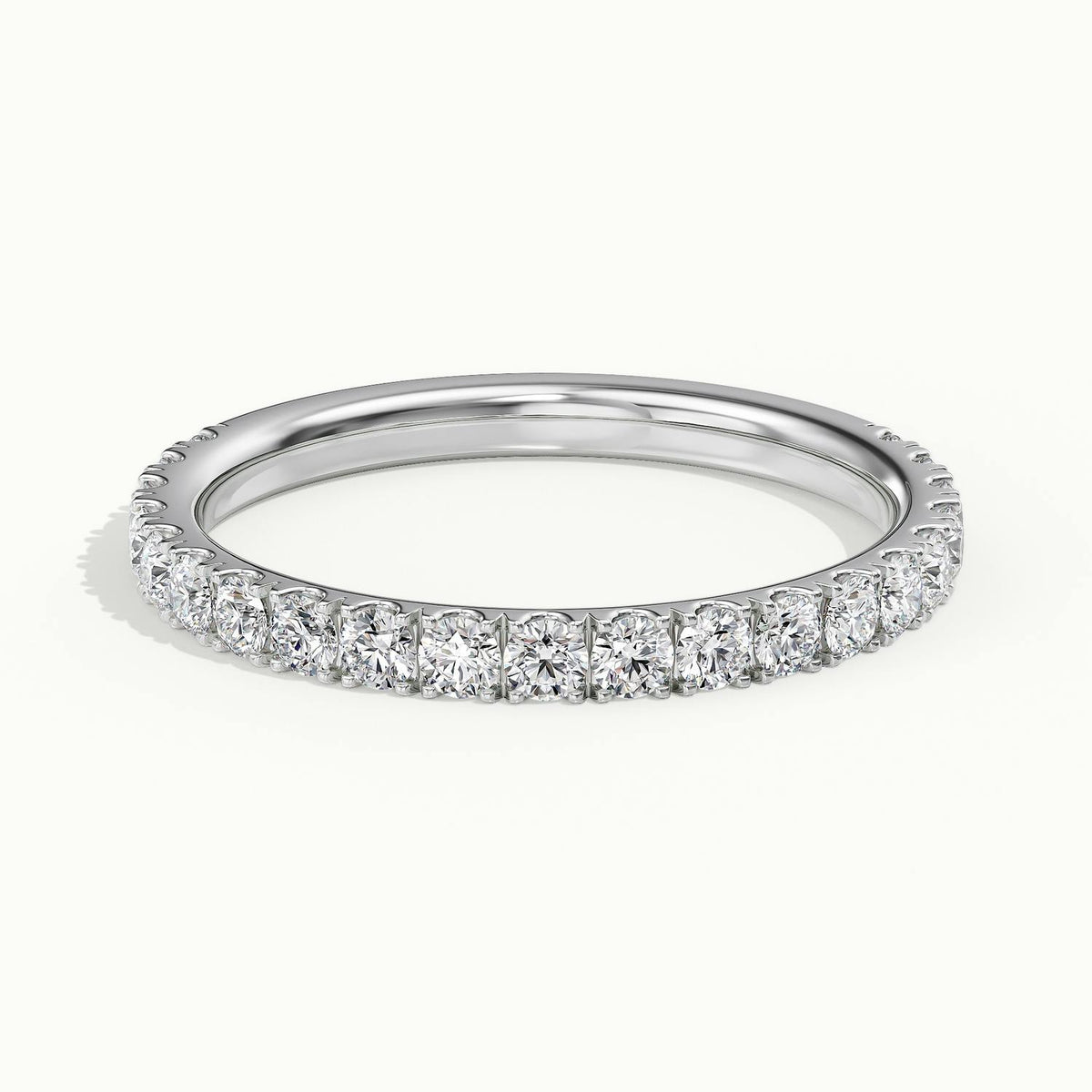 2mm Scalloped Pavé Lab Grown Diamond Half Eternity Ring in 10K White Gold