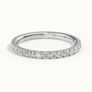 2mm Scalloped Pavé Lab Grown Diamond Half Eternity Ring in 14K White Gold