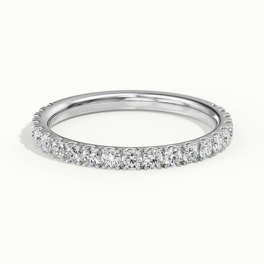 2mm Scalloped Pavé Lab Grown Diamond Half Eternity Ring in 14K White Gold
